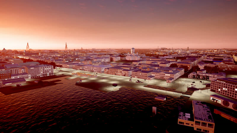 The South Harbour and the Market Square at sunset in autumn